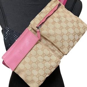 Gucci Waist Bum Monogram Fanny Pack Pink Cross Body Bag